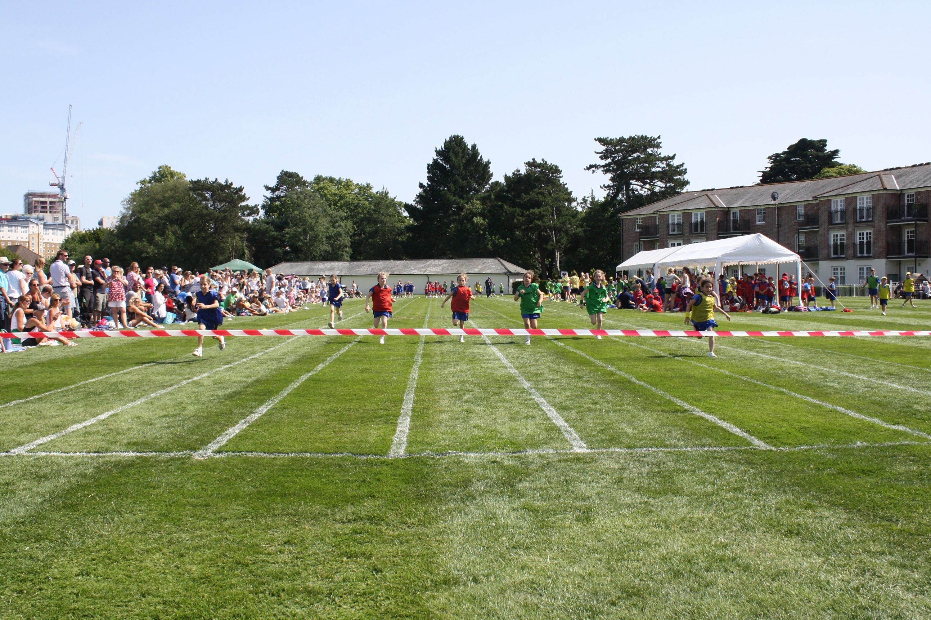 School children running a race at Park School, Bournemouth